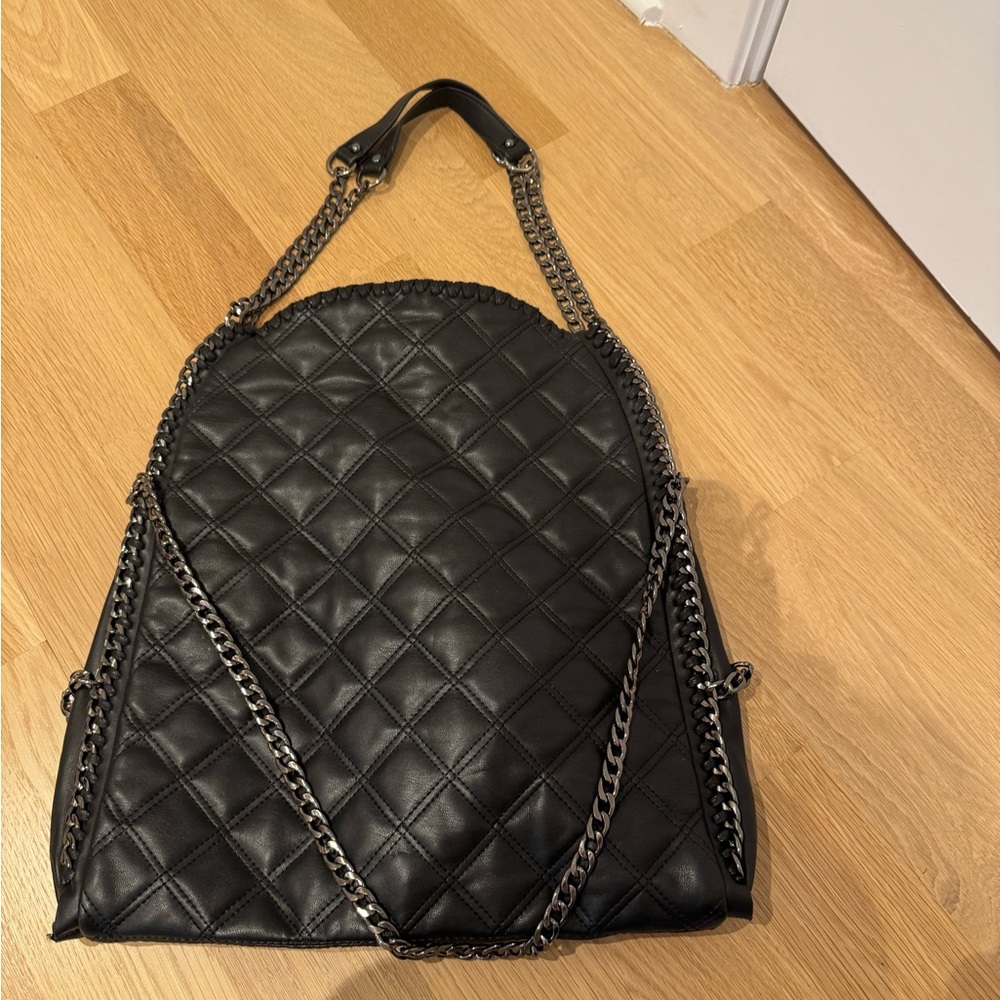 Steve Madden Black Quilted Chain Shoulder Bag - Picture 6 of 7